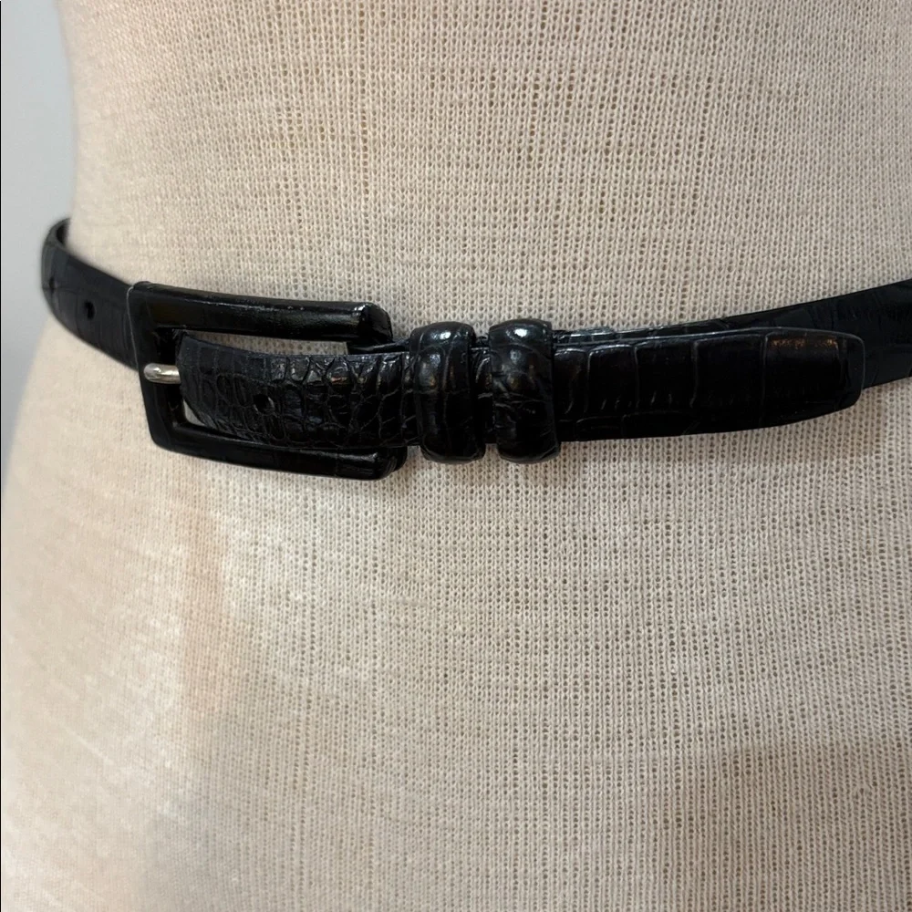 Jones New York sz S black fullgrain croco embossed calfskin belt